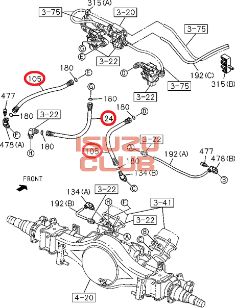 Схема Шланг тормозной системы задний ISUZU NQR90 =Isuzu Original= *0574944001*