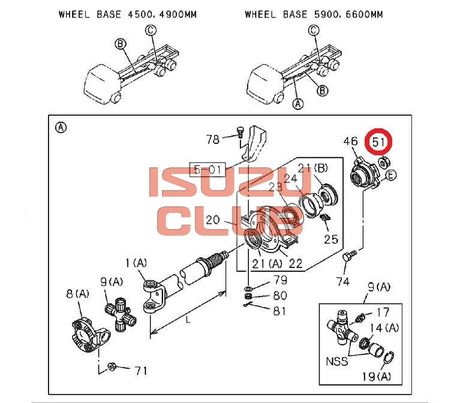 Схема Гайка редуктора среднего моста ISUZU CYZ51/EXZ51 =Isuzu Original= *1094490670*