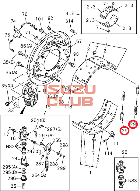 Схема Пружина тормозных колодок FSR90 =Isuzu Original= *1095833460*