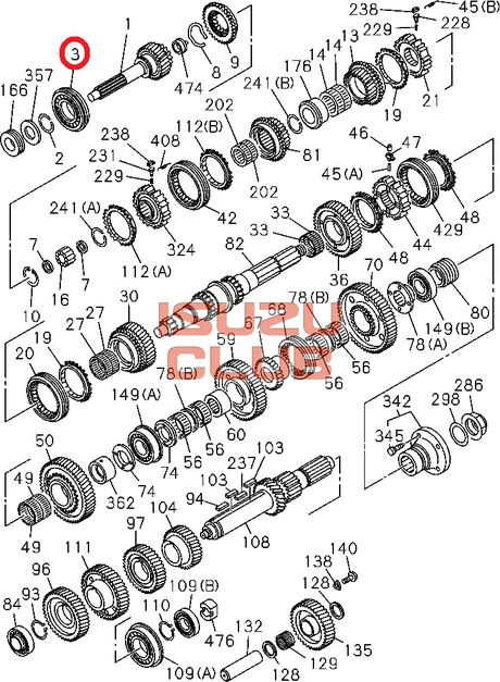 Схема Подшипник первичного вала CXZ51/CYZ52 КПП MJT/MJD =Isuzu Original= *1098102730*