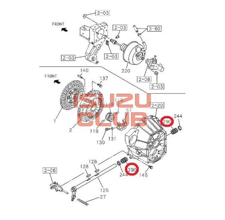 Схема Подшипник оси вилки сцепления FSR90/NQR90 MZW6P/MZZ6 =Isuzu Original= *1098110022*