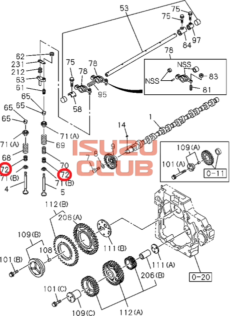Схема Сальник клапана (колпачок маслосъемный) 6WF1/6WG1 ISUZU/HITACHI =Isuzu Original= *1125690200*