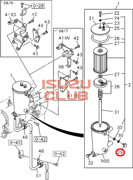 Схема Клапан обратный (болт) корпуса фильтра тонкой отчистки 6WF1 ISUZU CYZ51/EXZ =Isuzu Original= *1132601160*