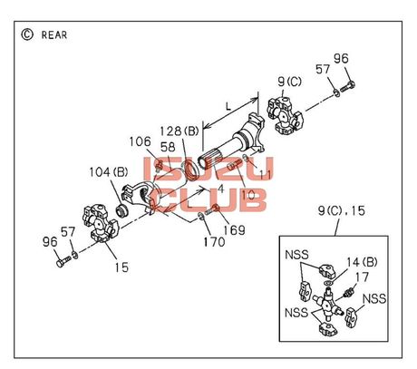 Схема Вал карданный задний межосевой ISUZU CYZ51/EXZ51 в сборе =Isuzu Original= *1371711272*