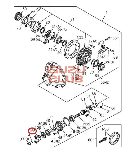 Схема Фланец заднего редуктора ISUZU CYZ51/CYZ52 =Isuzu Original= *1372453360*