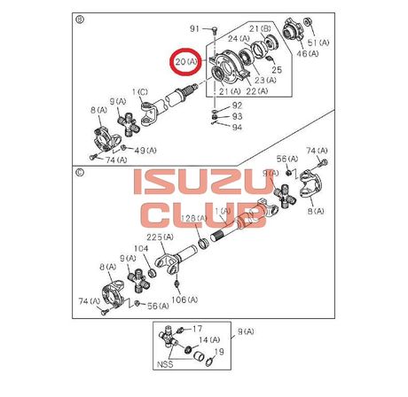 Схема Подшипник подвесной передний в сборе ISUZU CYZ51/FVR34 =Isuzu Original= *1375101150*