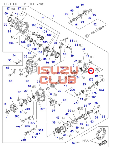 Схема Шайба сателлита заднего редуктора упорная (T=1.6) ISUZU С/Е серии =Isuzu Original= *1415520230*