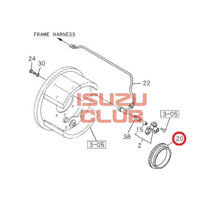 Схема Кольцо датчика системы АБС/ABS задних колёс ISUZU NQR90/FSR34 =Isuzu Original= *1423191691*