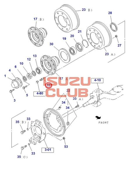 Схема Шпилька колеса передняя (с гайкой) ISUZU CYZ51/FVR34/CYZ52 =Isuzu Original= *1423370671*