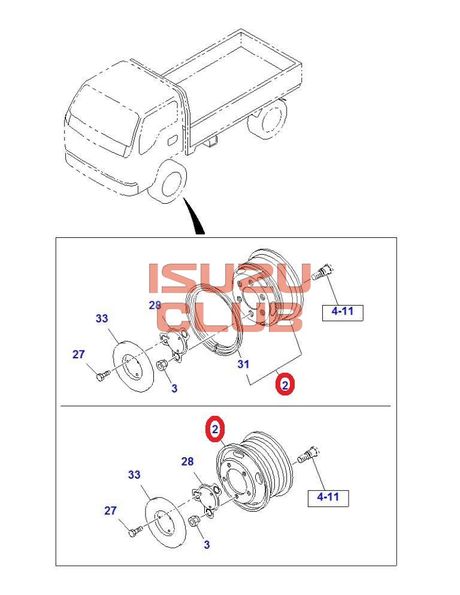 Схема Диск колесный стальной R17.5Х6 ISUZU NPR75/NQR90/71/75 =Isuzu Original= *8981682150*