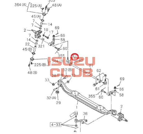 Схема Наконечник рулевой ISUZU FSR90/FSR34 левый =Isuzu Original= *1431508750*