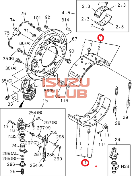 Схема Колодки передние FSR90 =Isuzu Original= *1471209991*