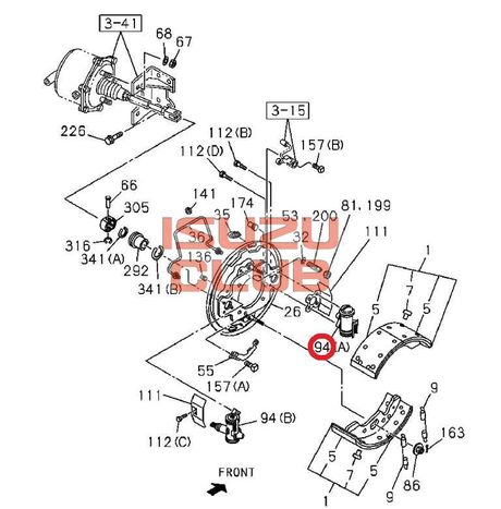 Схема Цилиндр тормозной задний левый (передний) ISUZU FSR90 =Isuzu Original= *1476010111*