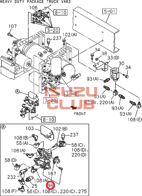 Схема Многоканальный предохранительный клапан ISUZU FVR34/FSR90 =Isuzu Original= *1481102903*