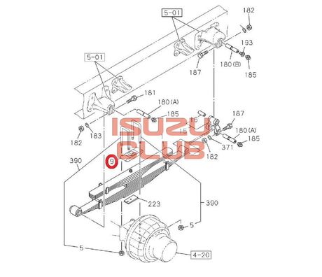 Схема Проставка стремянки задней рессоры ISUZU NPR/NQR75/71/90/FSR90 =Isuzu Original= *1513720590*