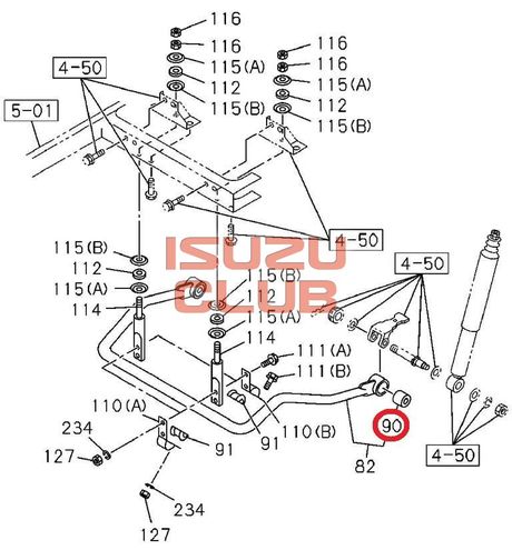 Схема Втулка переднего стабилизатора боковая ISUZU FSR90 =Isuzu Original= *1517790660*