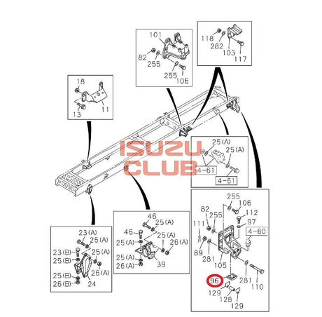 Схема Опора верхняя кронштейна задней рессоры ISUZU FVR34 =Isuzu Original= *1533590470*