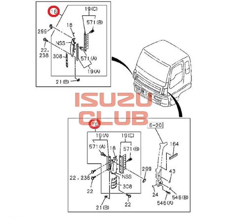 Схема Панель передняя левая боковая ISUZU CYZ51 =Isuzu Original= *1654726494*
