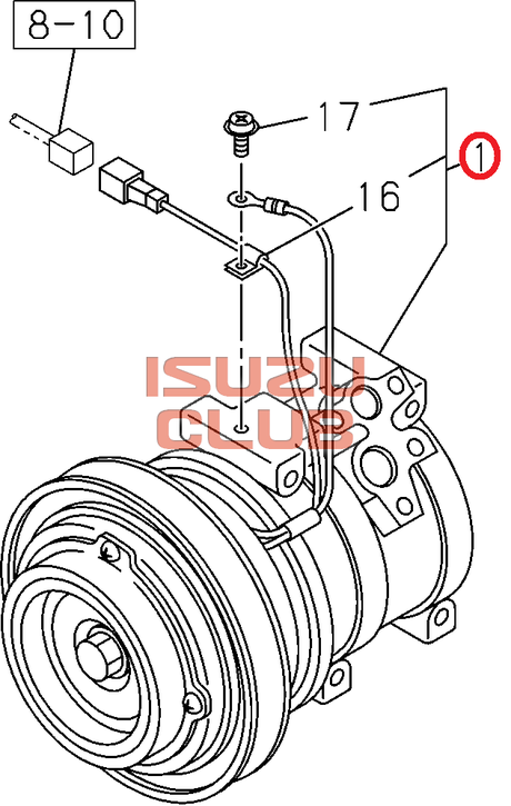 Схема Компрессор кондиционера ISUZU CYZ51 =Isuzu Original= *1835323130*