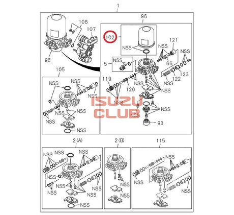 Схема Фильтр осушителя ISUZU CYZ51/CYZ52 =Isuzu Original= *1855764502*