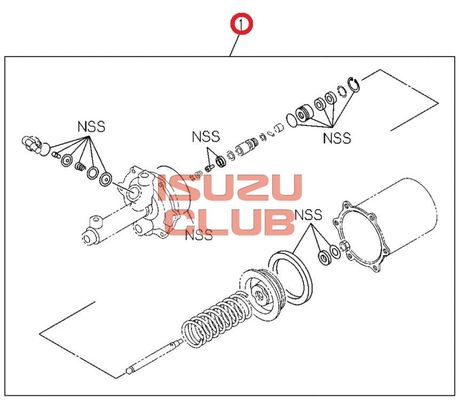 Схема Ремкомплект пневмогидравлического цилиндра тормозов FSR90 =Isuzu Original= *1855764800*