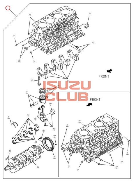 Схема Блок цилиндров ISUZU двигатель 4JJ1 =Isuzu Original= *5873112790*