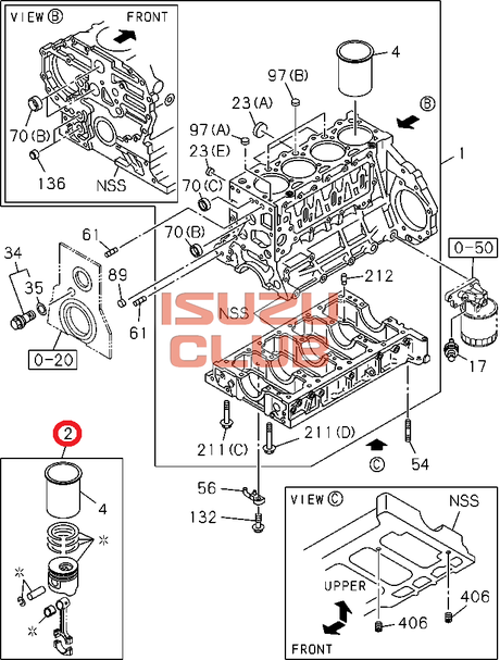 Схема Гильзо-поршневая группа (класс=1X) 4HG1 ISUZU NQR71 =Isuzu Original= *5878163170*