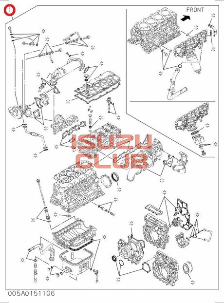 Схема Набор прокладок двигателя ISUZU 4JJ1 полный (1 метка) =Isuzu Original= *5878169930*