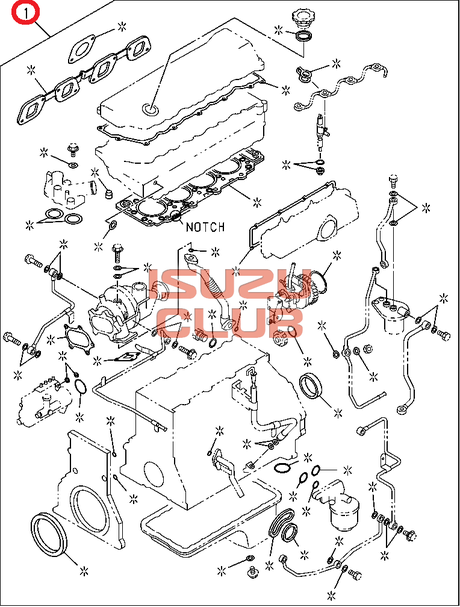 Схема Комплект прокладок двигателя 4HG1-T (T=1,475) ISUZU NQR71 =Isuzu Original= *5878173392*