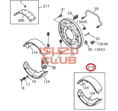 Схема Колодки тормозные в сборе ISUZU NPR/NQR75/71 =Isuzu Original= *5878316930*