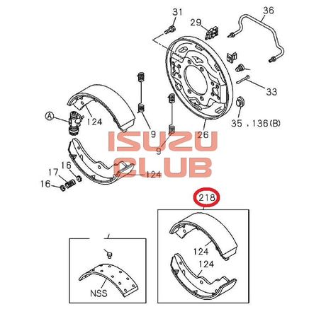 Схема Колодки ISUZU NLR85 тормозные задние (барабанные) =Isuzu Original= *5878320440*