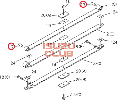 Схема Втулка передней/задней рессоры ISUZU FSR34/FSR90 =Isuzu Original= *8980821760*