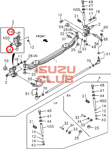 Схема Втулка шкворня ISUZU NQR71/NQR75/NPR75 =Isuzu Original= *8941076723*