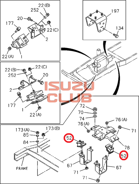 Схема Подушка КПП (опора) ISUZU N-серии =Isuzu Original= *8941119031*