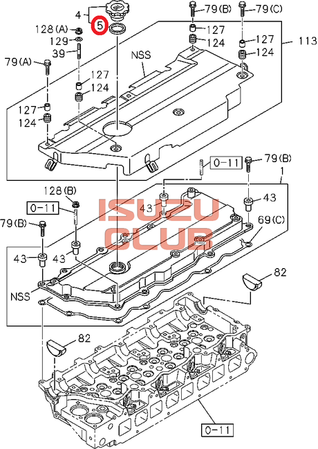 Схема Прокладка крышки маслозаливной горловины =Isuzu Original= *8941236231*
