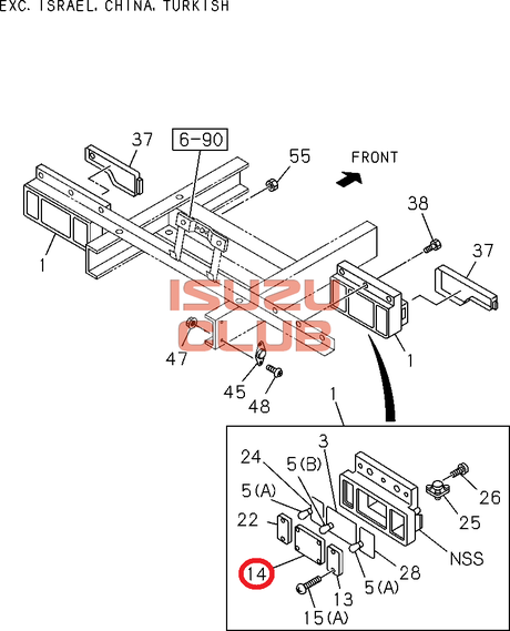 Схема Стекло стоп-сигнала заднего фонаря правое ISUZU серии N/C =Isuzu Original= *8941786240*
