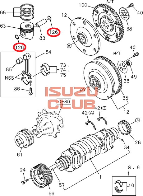 Схема Кольцо стопорное пальца поршня двигателя 4HG1 ISUZU NQR71 =Isuzu Original= *8943187982*