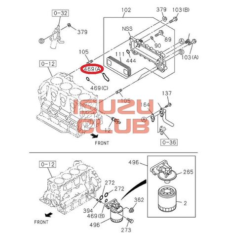 Схема Прокладка маслоохладителя ISUZU мотор 4HK/6HK (кольцо А) овальное =Isuzu Original= *8943388781*