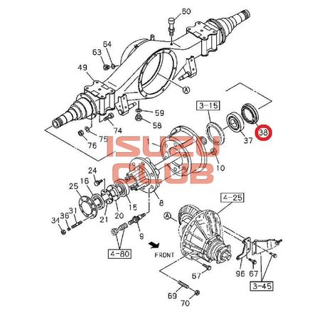 Схема Сальник ступицы задней внутренний ISUZU NLR85/NMR85/NKR55 =Isuzu Original= *8943679590*