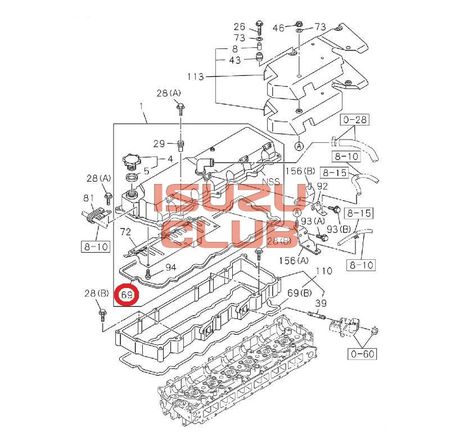 Схема Прокладка клапанной крышки 6HK1 ISUZU/HITACHI =Isuzu Original= *8943913791*