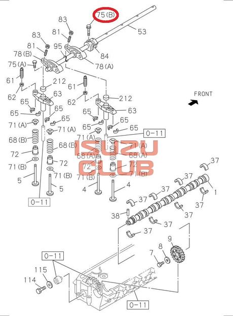 Схема Болт М10 кронштейна оси рокеров двигателя 6HK1-T =Isuzu Original= *8943931310*