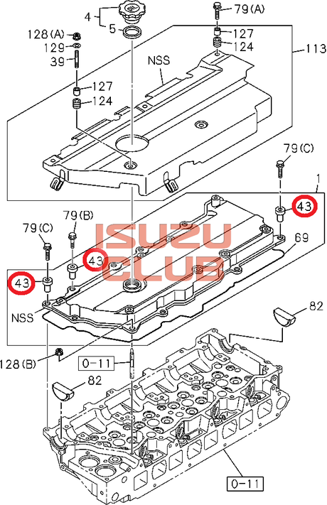 Схема Втулка направляющая клапанной крышки 4НК1 =Isuzu Original= *8943956840*