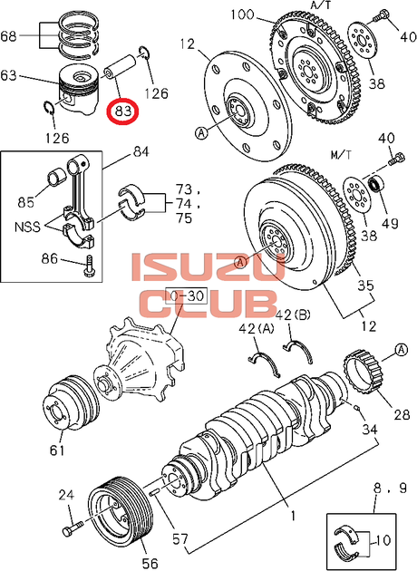 Схема Палец поршня двигателя 4HG1-T ISUZU NQR71 =Isuzu Original= *8943965891*