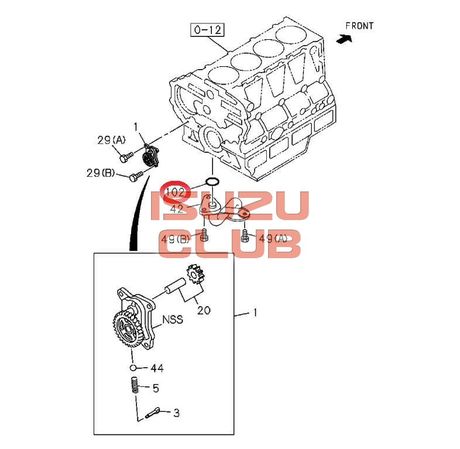 Схема Прокладка (кольцо резиновое) трубки маслоприемника масл. насоса ISUZU 4HK1/4HG1/6HK1 =Isuzu Original= *8943993980*