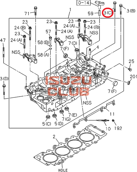 Схема Болт ГБЦ ISUZU (М10х73) мотор 4HK1/6HK1 =Isuzu Original= *8943995540*