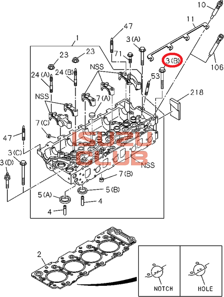 Схема Болт ГБЦ ISUZU (М10х43) мотор 4HK1/6HK1 =Isuzu Original= *8943995550*