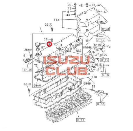 Схема Крышка маслозаливной горловины двигателя ISUZU 6WF1/6WG1/6HK1 =Isuzu Original= *8943997230*