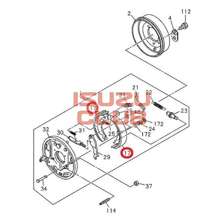 Схема Колодка стояночного тормоза ISUZU N-серия =Isuzu Original= *8970202502*