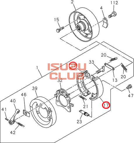 Схема Колодки стояночного тормоза ISUZU MZZ6 =Isuzu Original= *8970429341*
