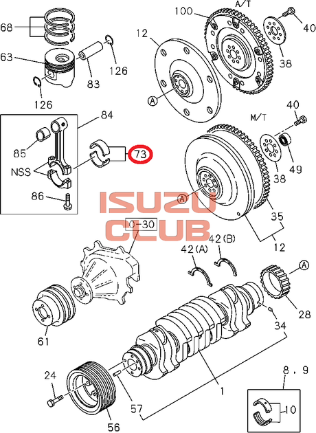 Схема Вкладыши шатуна ISUZU (желтые) 4HG1/4HF1 =Isuzu Original= *8970458000*